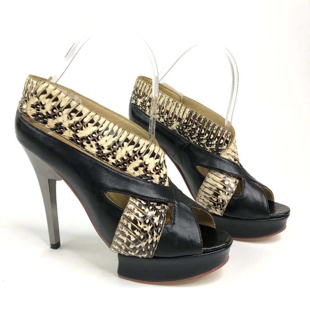 Nicholas Kirkwood Snakeskin Platform Metallic Heel